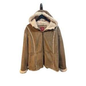 Y2K Faded Glory Faux Suede Coat Jacket Women's Plus Size 3x (22/24) Tan